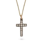 NO RESERVE - AN ANTIQUE DIAMOND CROSS PENDANT NECKLACE, CIRCA 1914 the pendant designed as a cross