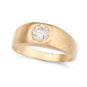NO RESERVE - A GENTLEMAN'S DIAMOND RING set with a round brilliant cut diamond of approximately 1.00
