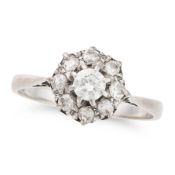 NO RESERVE - A DIAMOND CLUSTER RING in 18ct white gold, set with a cluster of round brilliant cut