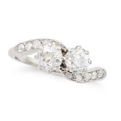 NO RESERVE - AN ANTIQUE DIAMOND TOI ET MOI RING, EARLY 20TH CENTURY set with two old cut diamonds of